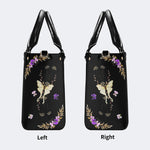 Vintage Moth And Snake Print - Leather Handbag