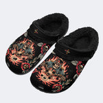 Skull Biker Print - Fur Lined Slippers/Sandals