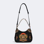 Tiger Holding Sword Print - Leather Crossbody Bag
