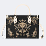 Skeleton Moth Under The Moon - Leather Handbag