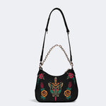 Sword And Moth Print - Leather Crossbody Bag