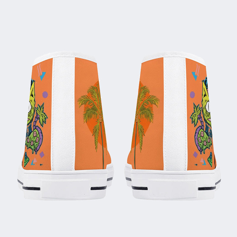 Unisex Skateboarding Cat Print - High Top Canvas