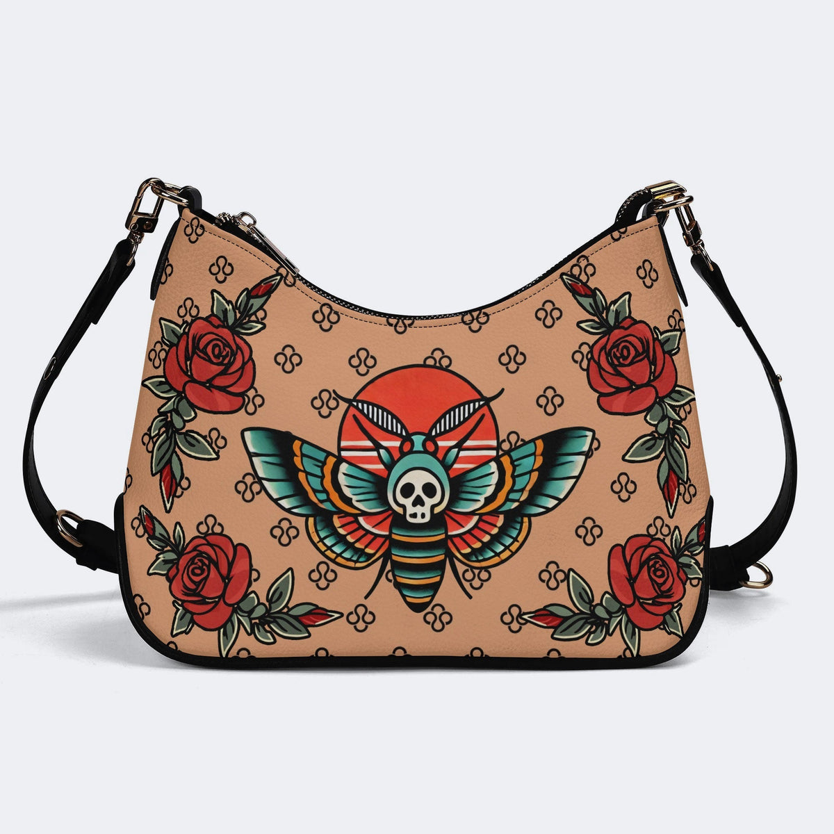 Vintage Death Moth Print - Leather Crossbody Bag
