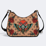 Vintage Death Moth Print - Leather Crossbody Bag