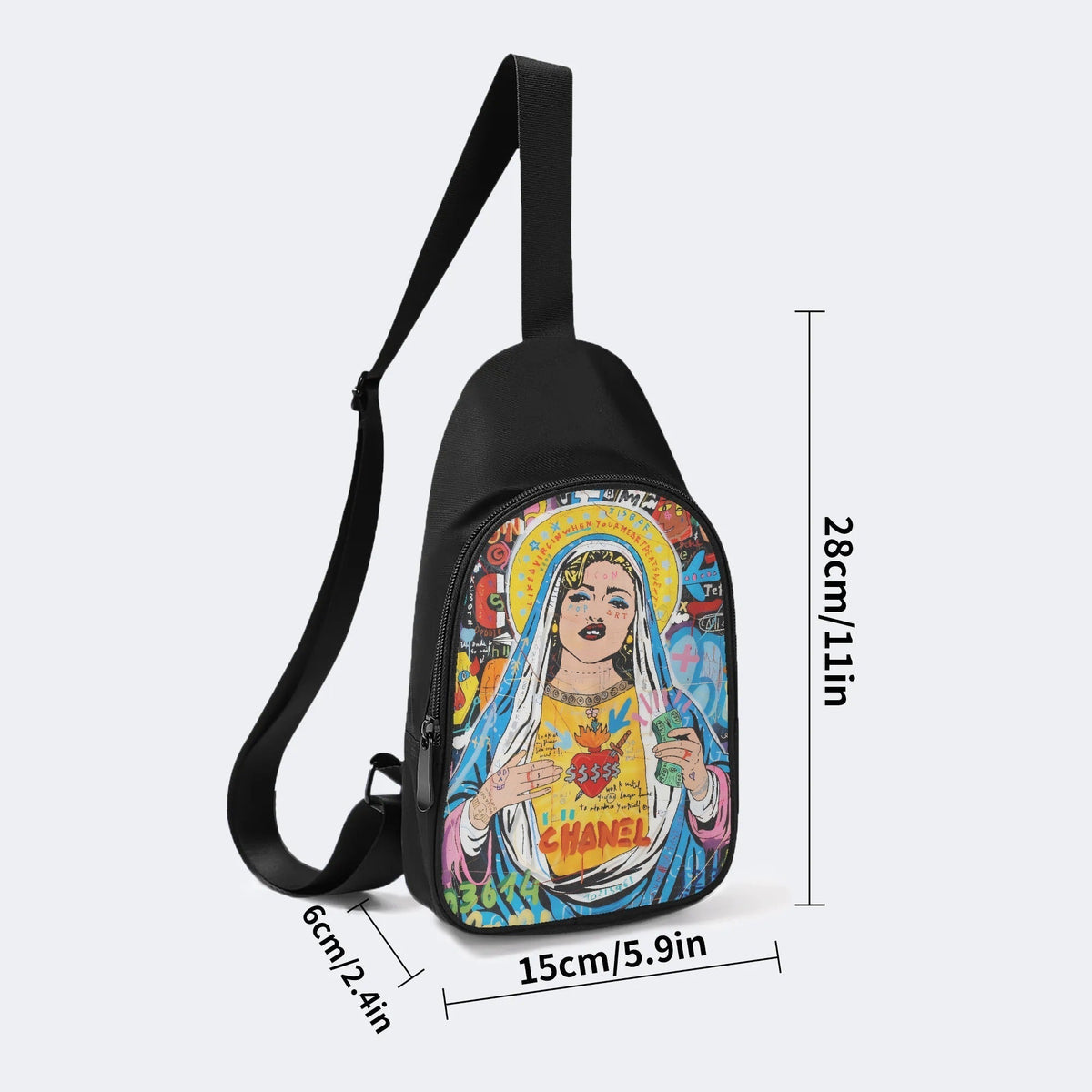 Unisex Christ Mary Graffiti Art Print - Chest Bag