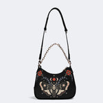 Red Spotted Death Moth - Leather Crossbody Bag