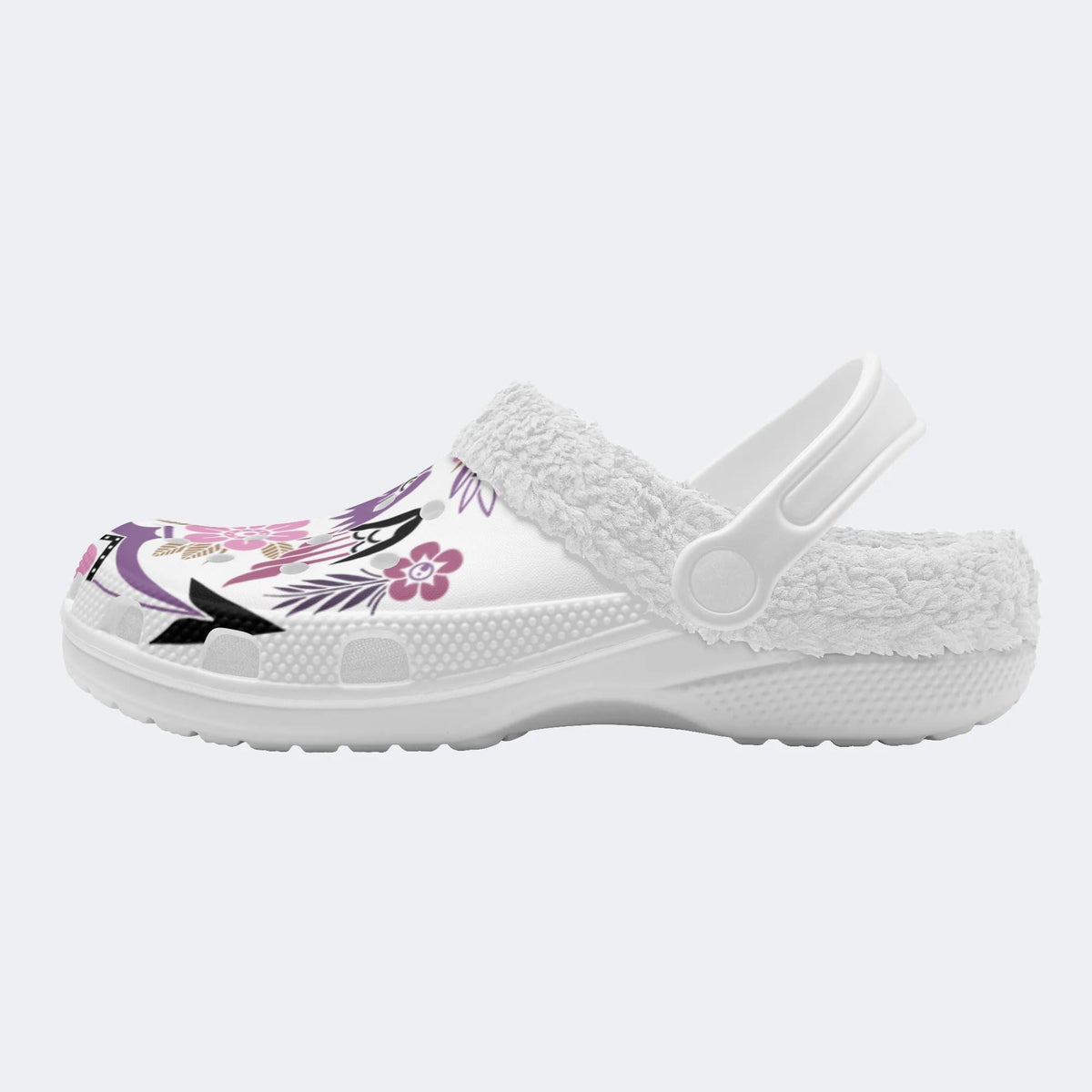 Flower&Eagle Art Print - Fur Lined Slippers/Sandals