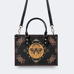 Vintage Moon Moth Print - Leather Handbag