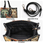 Artistic Cats Print - Leather Handbag