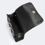 Retro Gothic Black Stripe Lace - Leather Satchel Bag