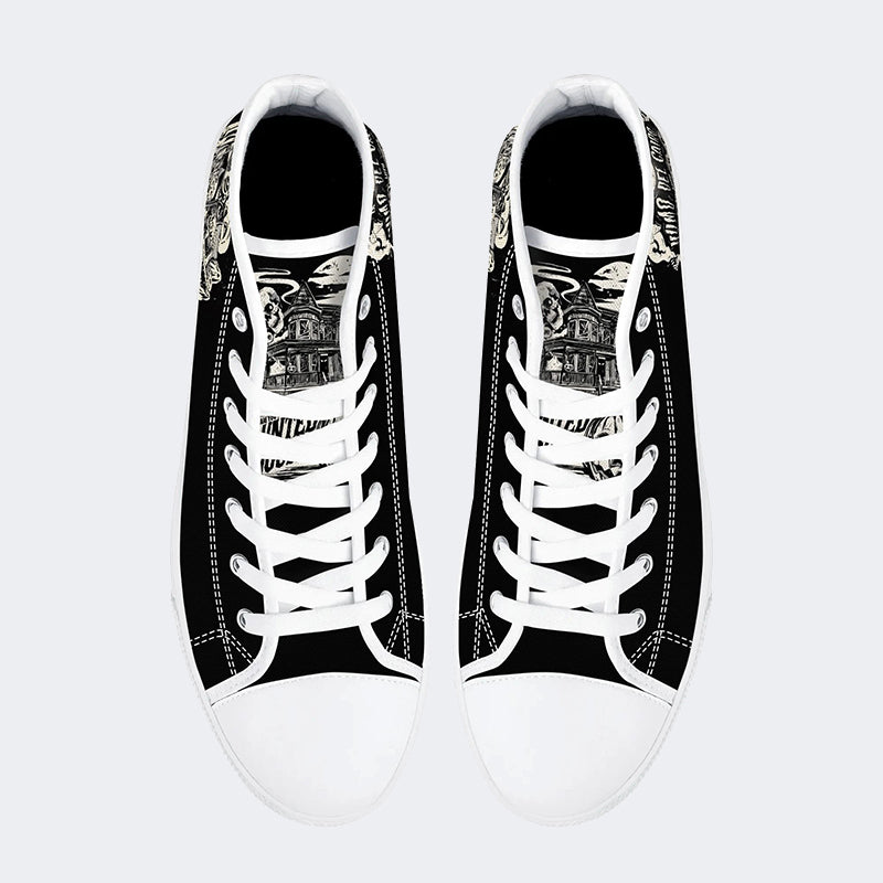 Unisex Horror Skull Print - High Top Canvas