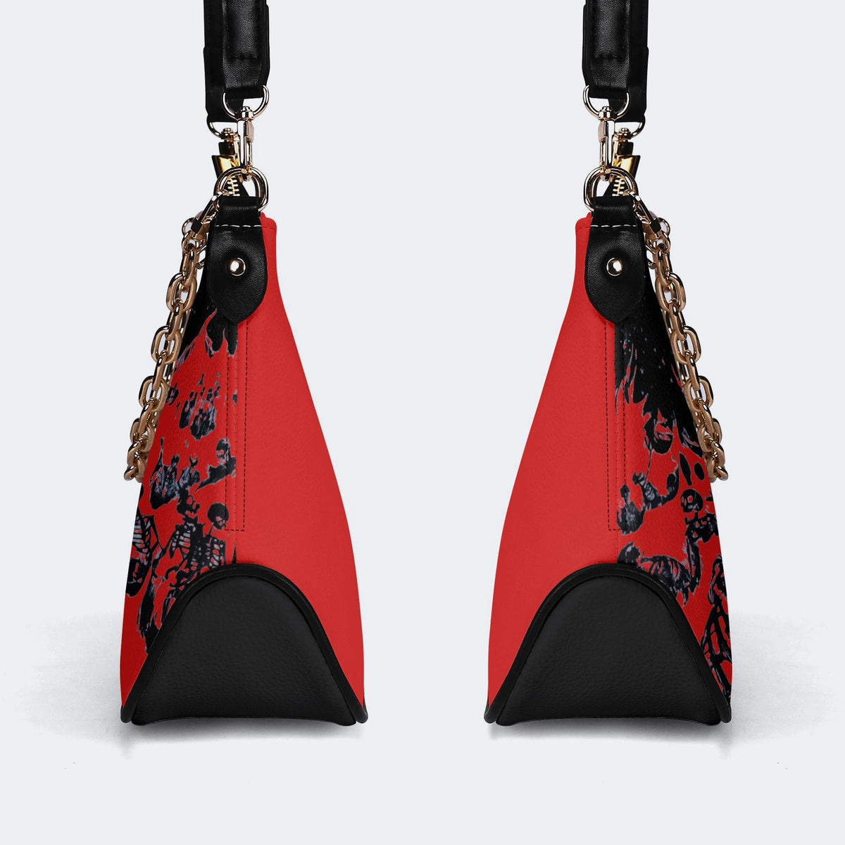 Horror Skull Print - Leather Crossbody Bag