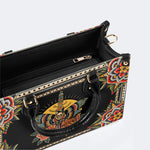 Death Moth On Sword - Leather Handbag