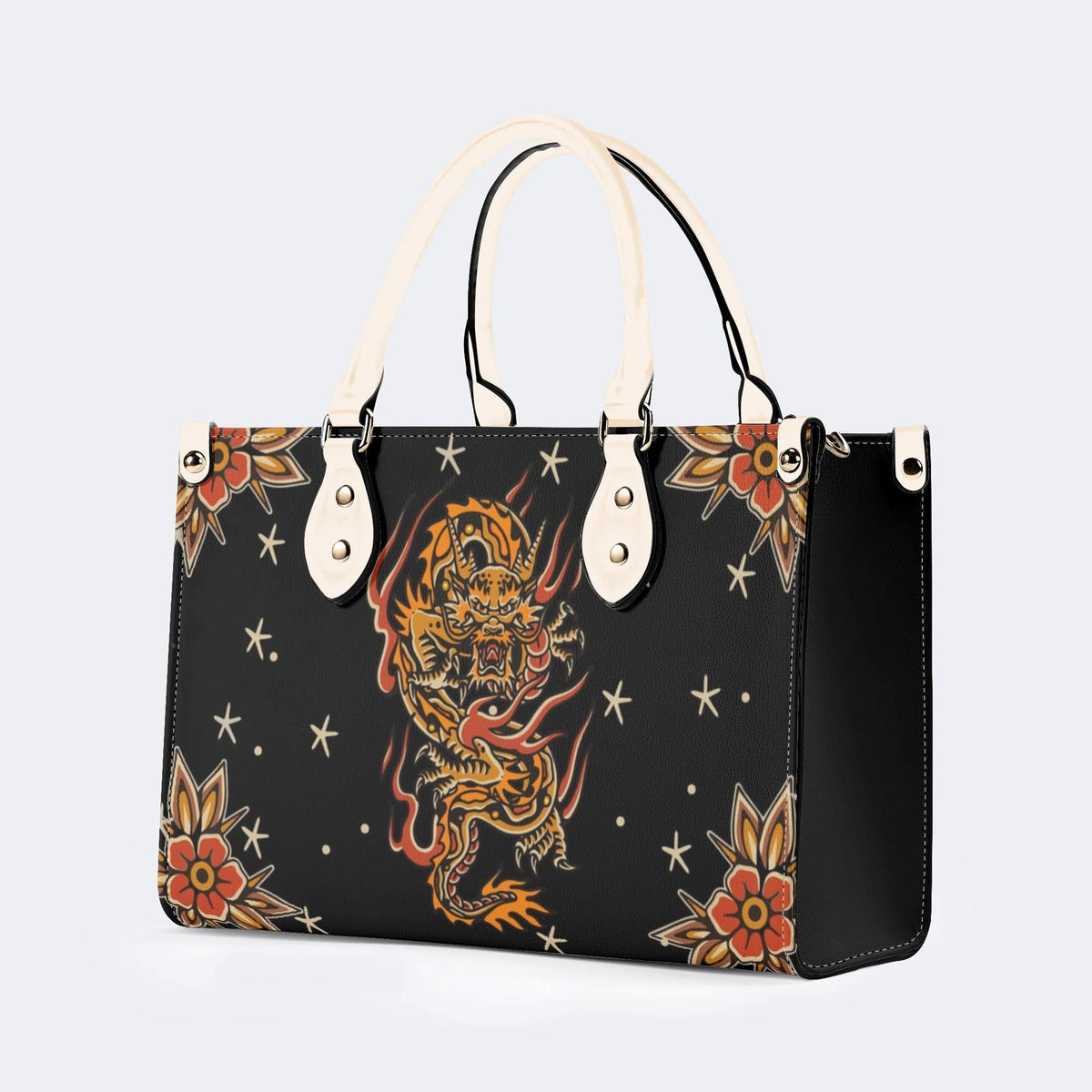 Traditional Dragon Print - Leather Handbag