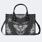 Classic Death Moth Vintage Print - Leather Handbag