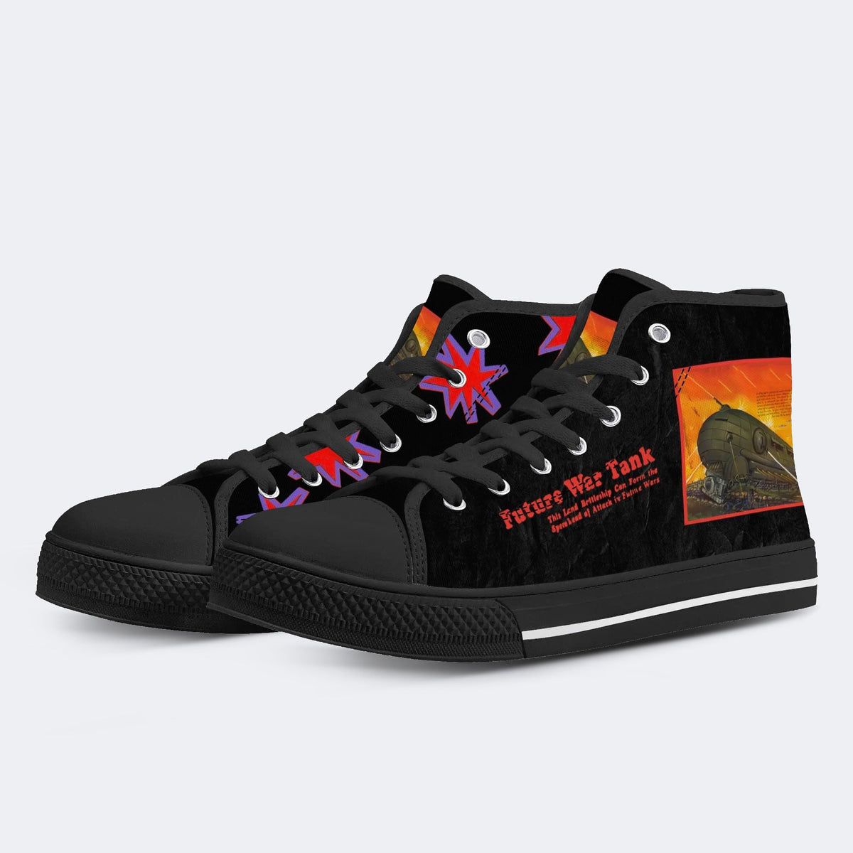 Unisex Future War Tank Print - High Top Canvas