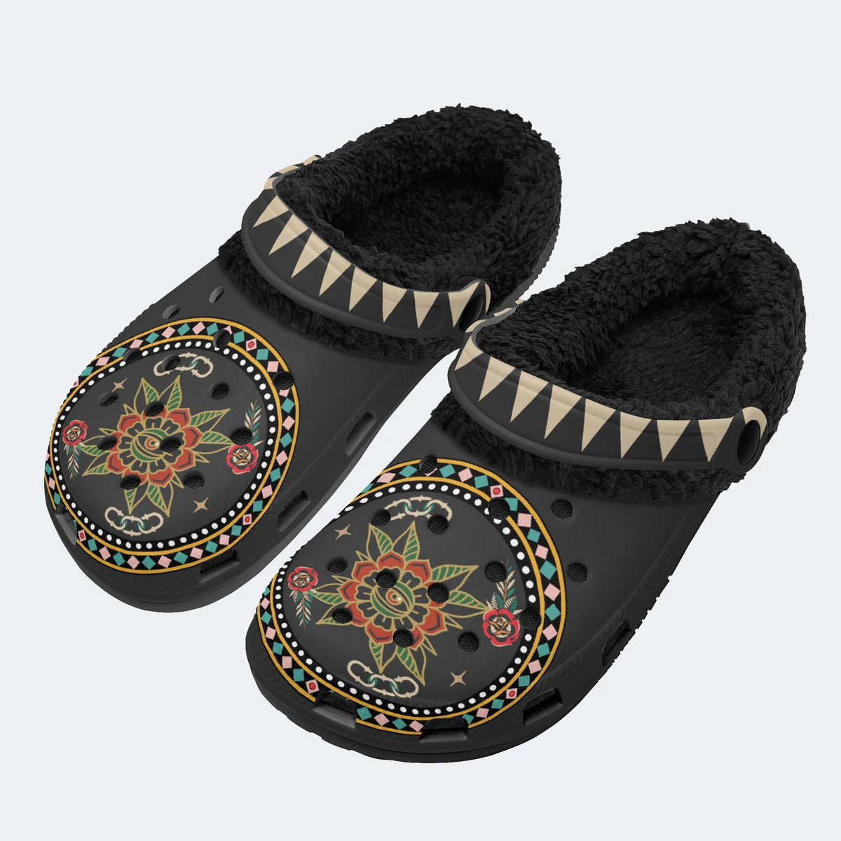 Blooming Eye - Fur Lined Slippers/Sandals