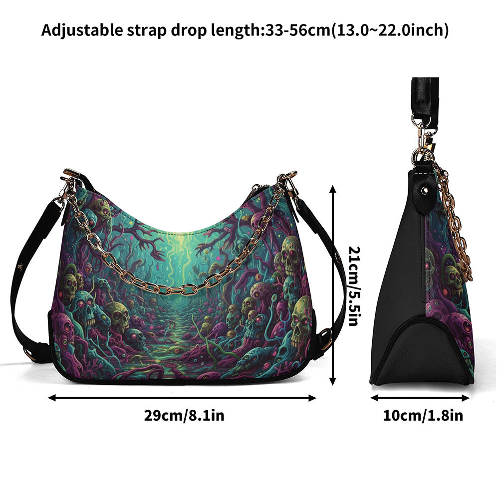 Underwater Skull Tunnel - Leather Crossbody Bag