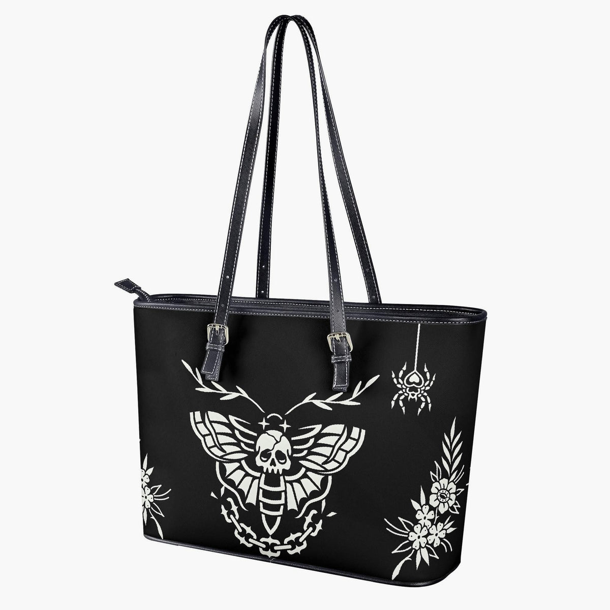 Death Moth Vintage Print - Leather Shoulder Bag