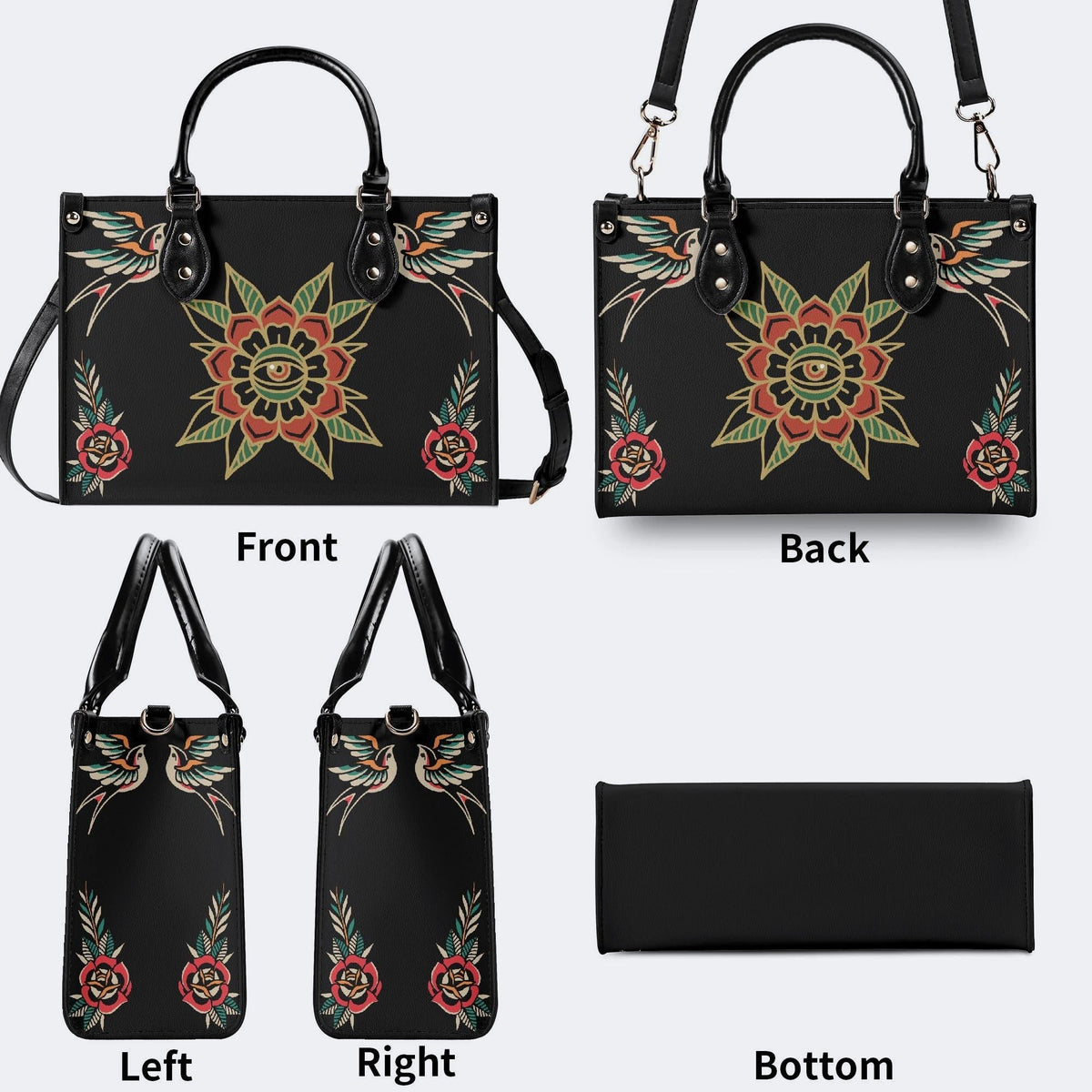 Eyes&Flower Art Print - Leather Handbag