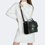 Irish Harp & Shamrocks Print - Leather Satchel Bag