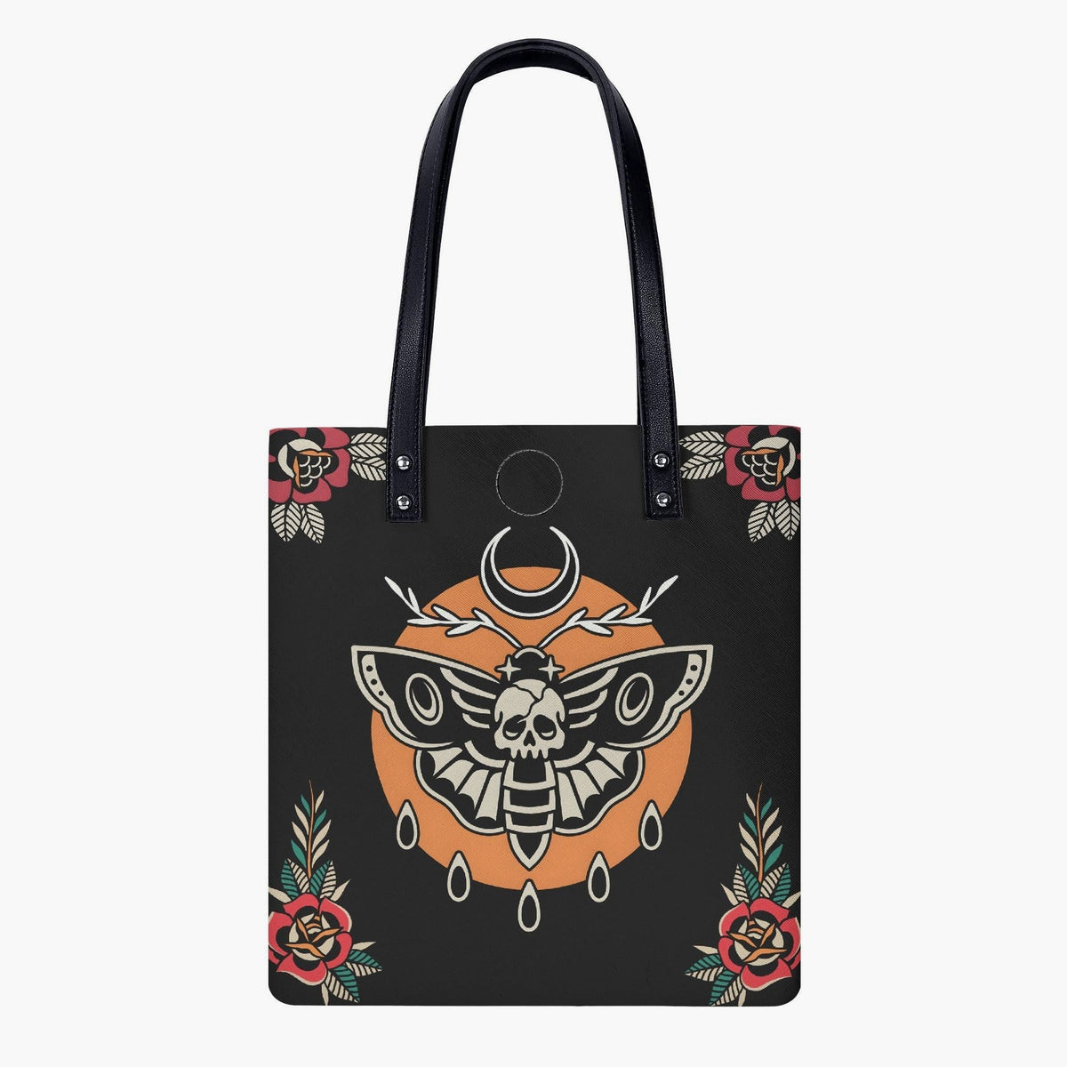 Death Moth Vintage Print - Leather Handbag