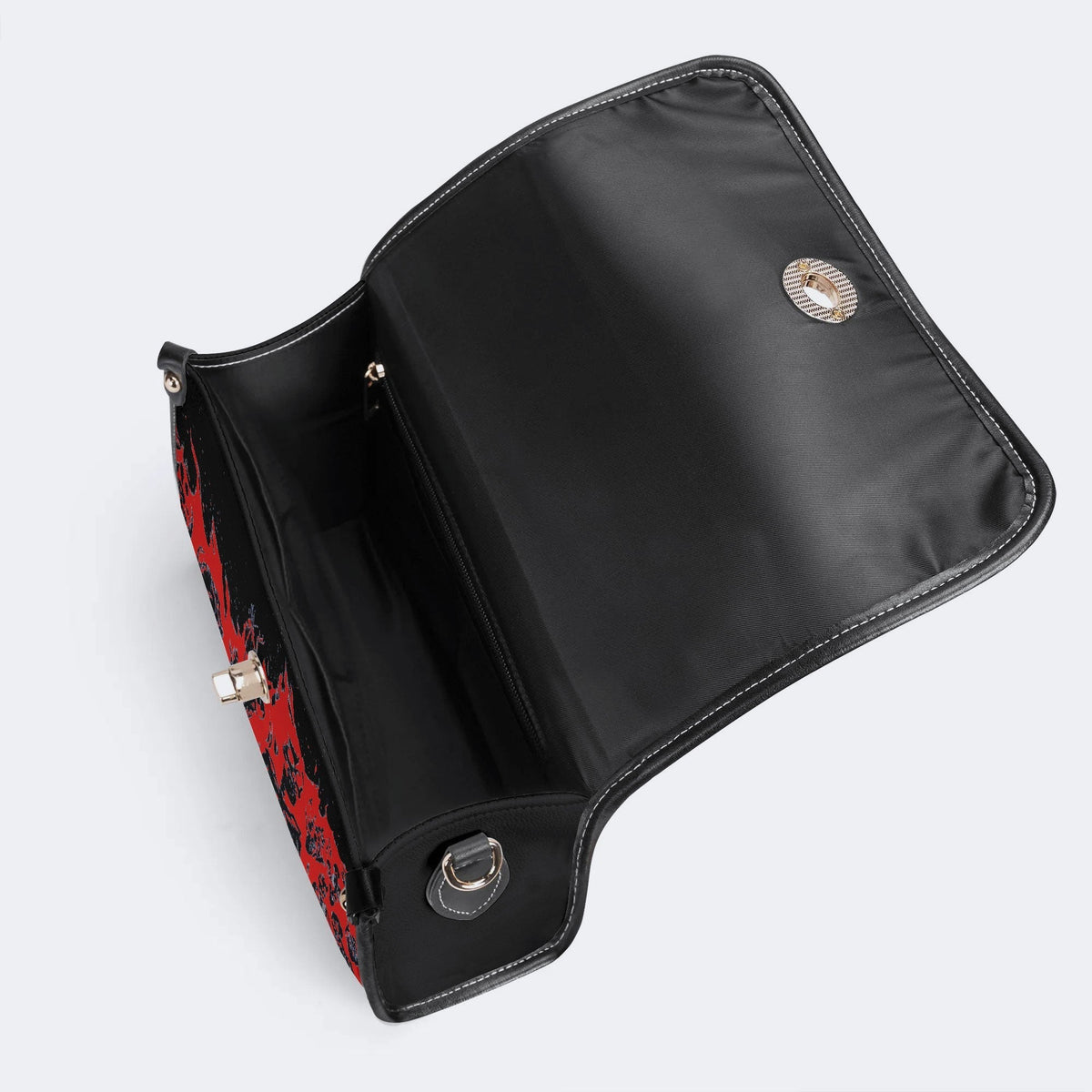 Horror Skull Print - Leather Satchel Bag