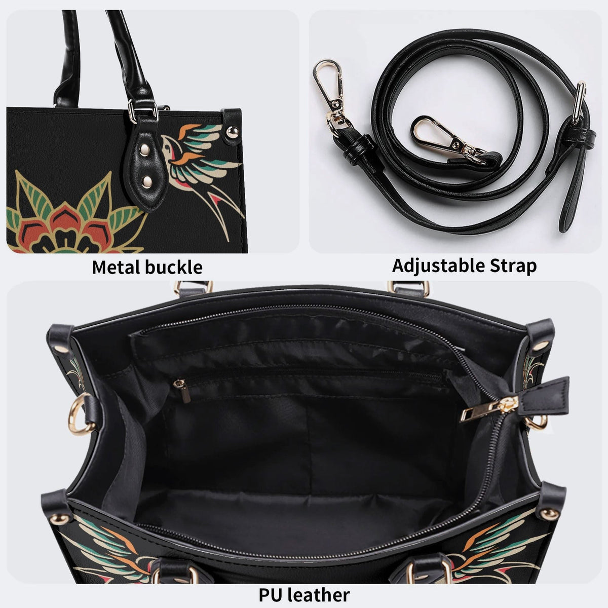 Eyes&Flower Art Print - Leather Handbag