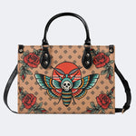 Vintage Rose Death Moth - Leather Handbag