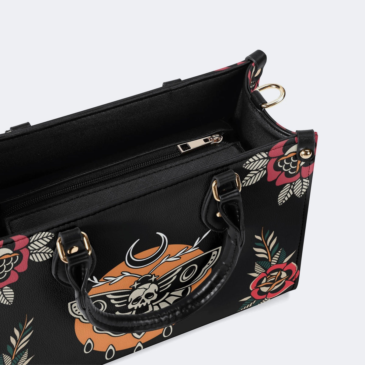 Death Moth Vintage Print - Leather Handbag