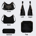 Retro Print Dark Death Moth - Leather Crossbody Bag