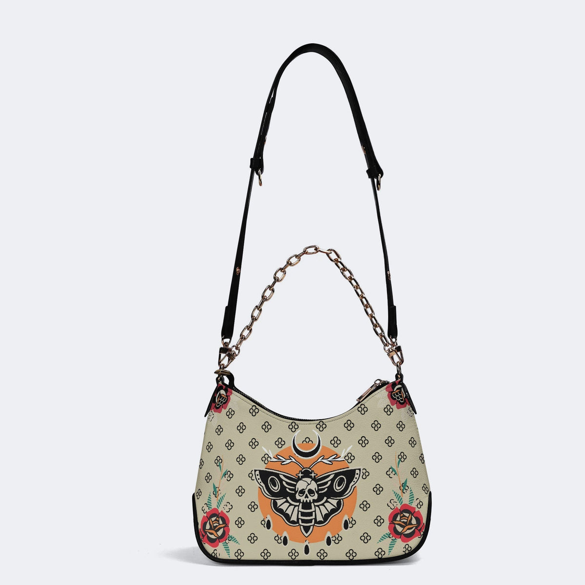 Vintage Death Moth Print - Leather Crossbody Bag