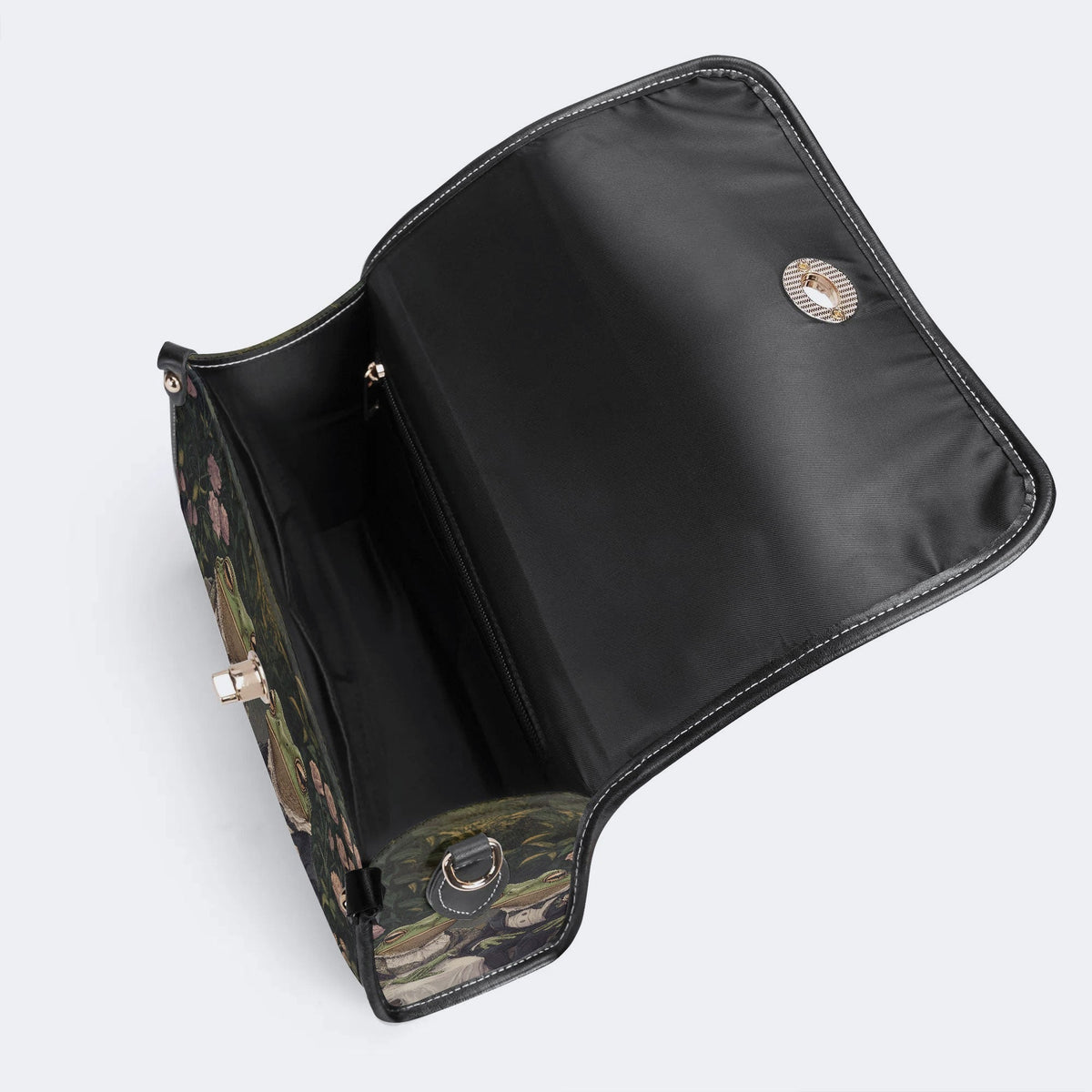 Vintage Couple Frog Print - Leather Satchel Bag