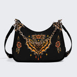 Traditional Bats Print - Leather Crossbody Bag