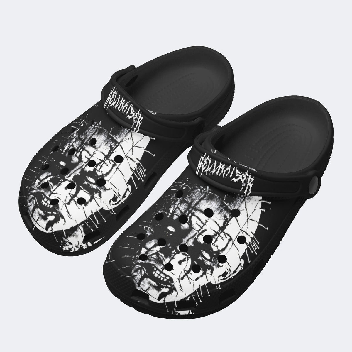 Unisex Black Metal Pinhead Print - Slippers/Sandals