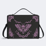 Classic Purple Death Moth Vintage Print - Leather Satchel Bag
