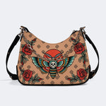 Vintage Death Moth Print - Leather Crossbody Bag