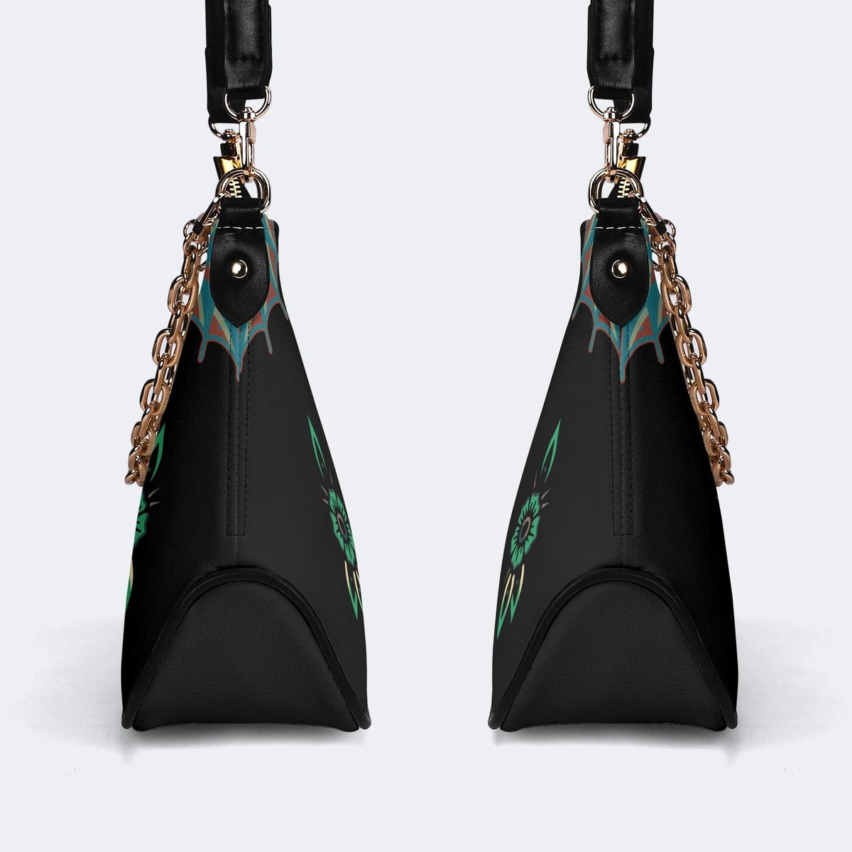 Irish Harp & Shamrocks Print - Leather Crossbody Bag