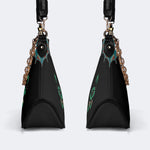 Irish Harp & Shamrocks Print - Leather Crossbody Bag