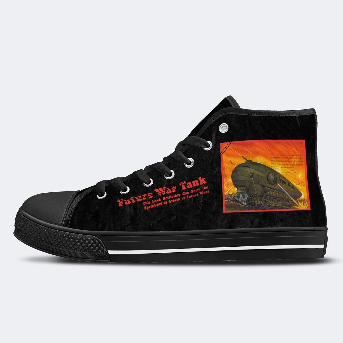 Unisex Future War Tank Print - High Top Canvas