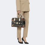 Starry Sky Over Flowers - Leather Handbag