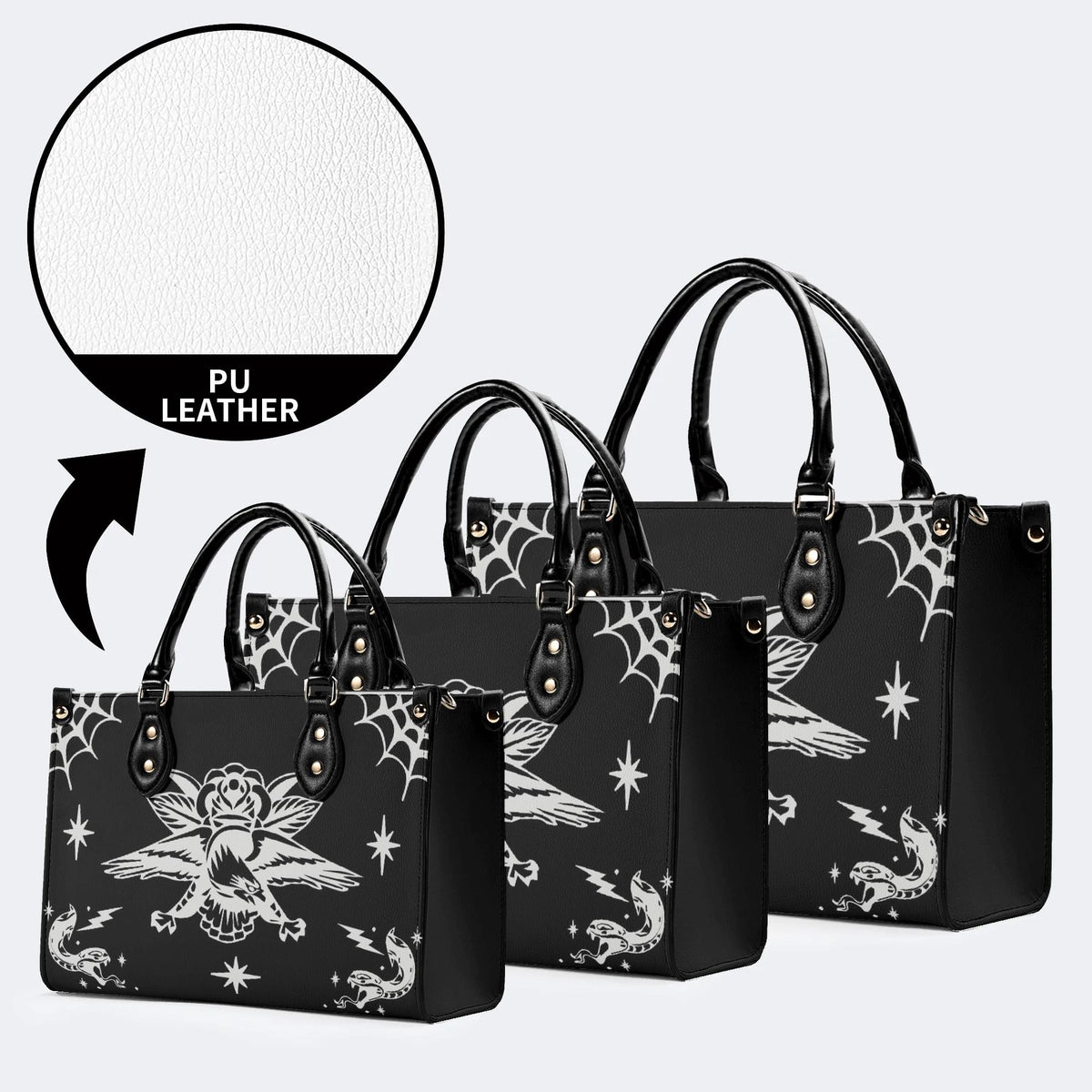 Gothic Eagle And Snake - Leather Handbag