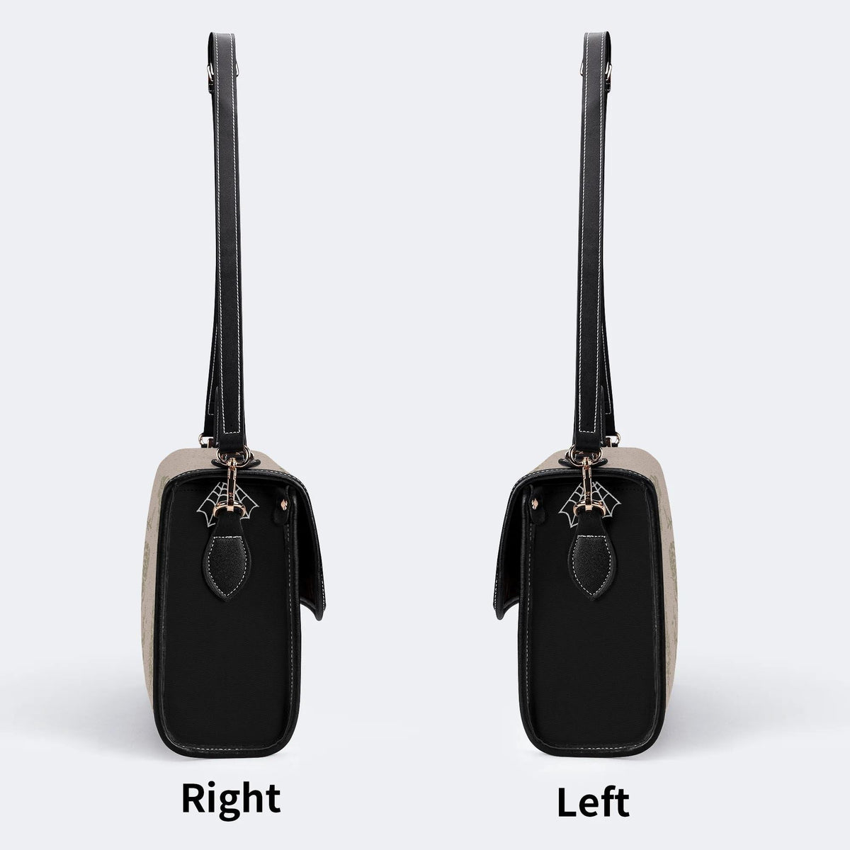 Classic Beige Death Moth Vintage Print - Leather Satchel Bag