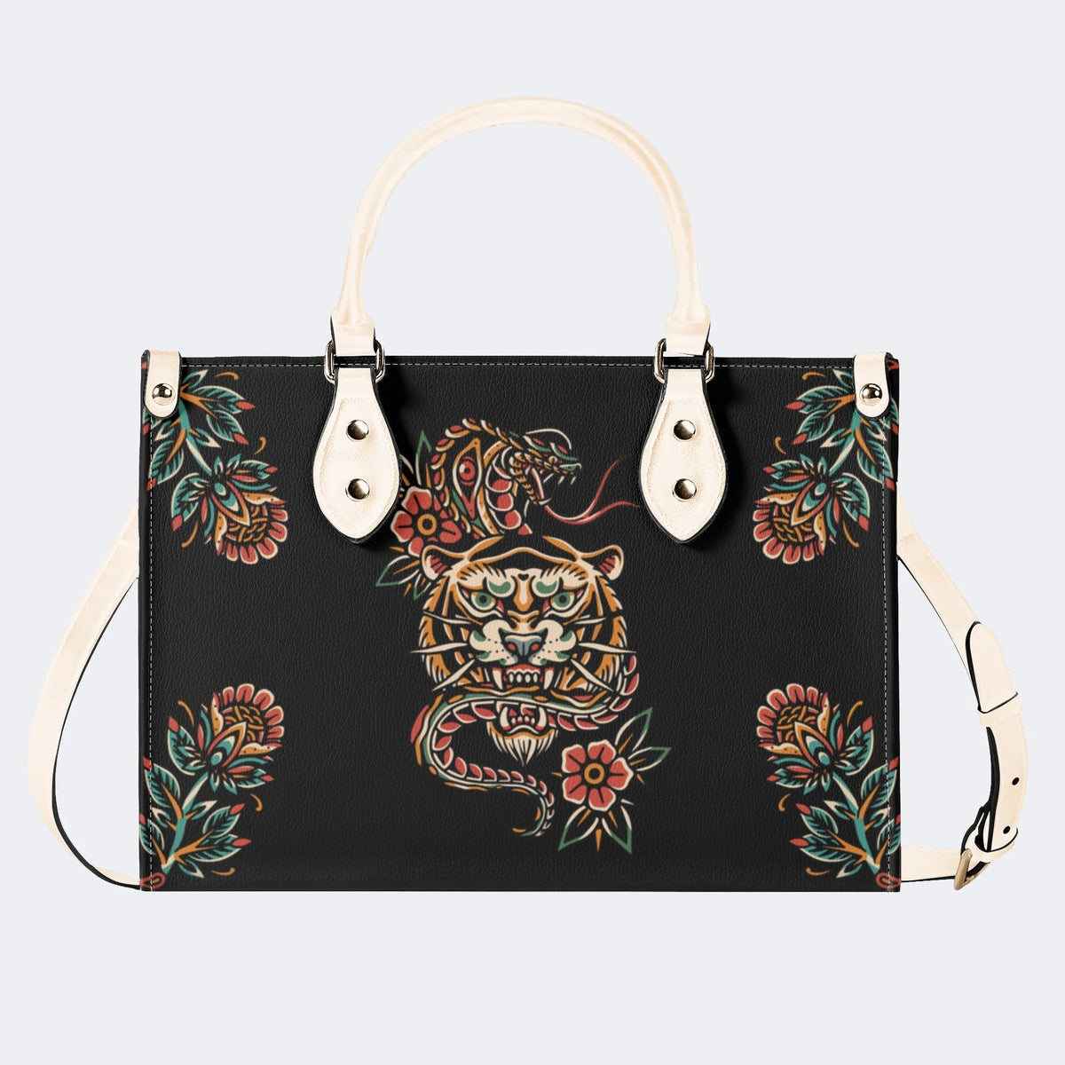 Snake&Tiger Print - Leather Handbag