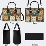 Artistic Cats Print - Leather Handbag