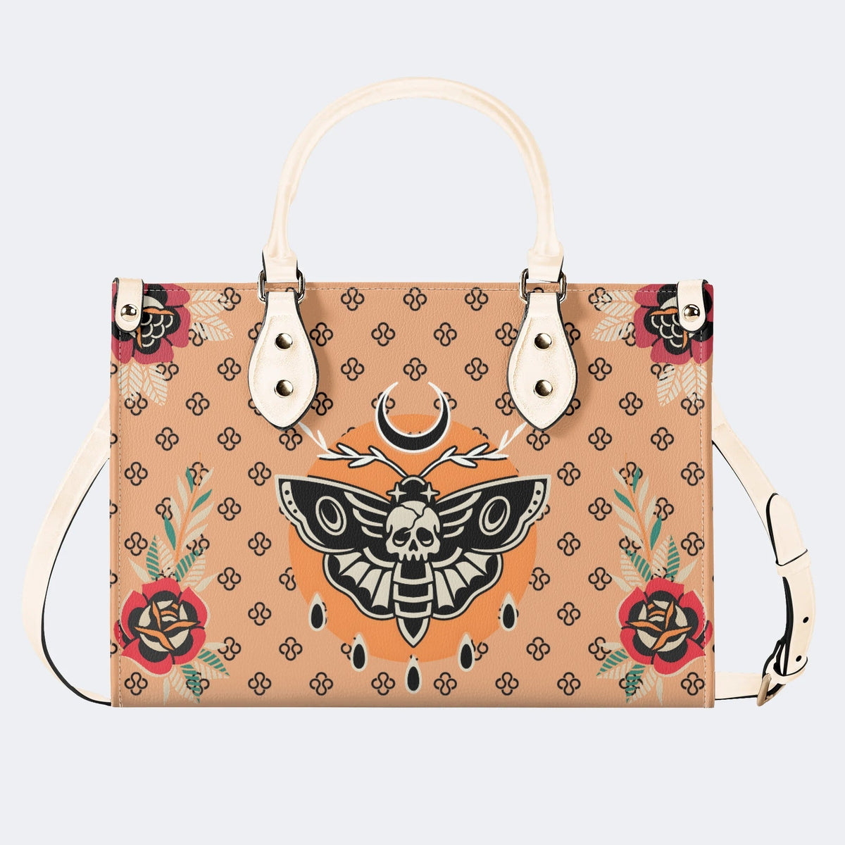Vintage Death Moth Print - Leather Handbag