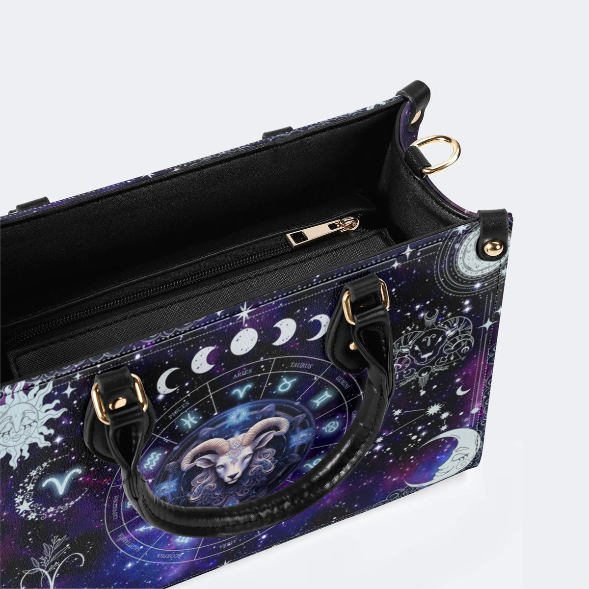 Aries starry sky - Leather Handbag