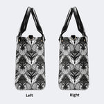 Vintage Moth And Black Lace Print - Leather Handbag