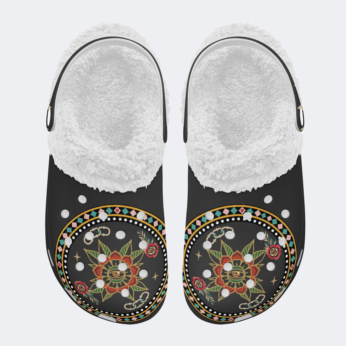 Blooming Eye - Fur Lined Slippers/Sandals