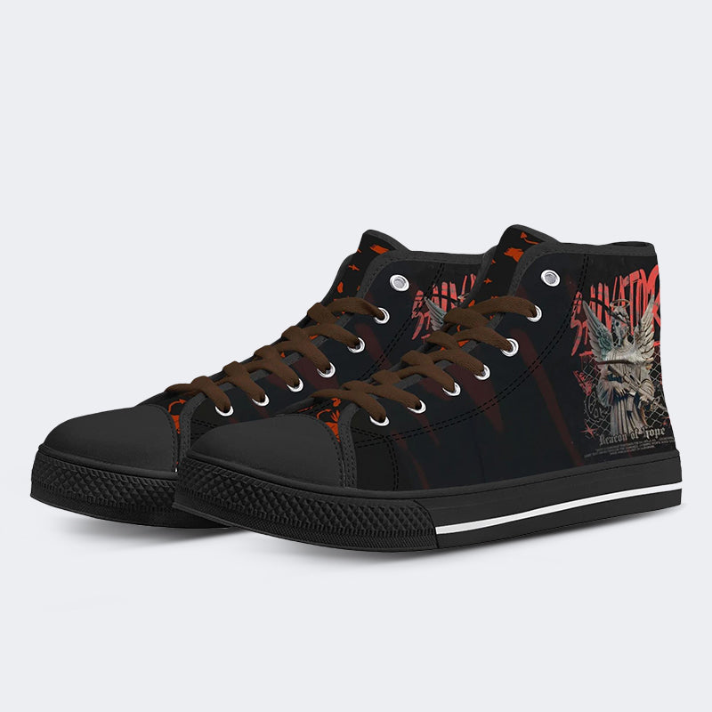 Figure&Wing&Letter Print - High Top Canvas
